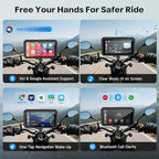 6.25 Inch Wireless Motorcycle Carplay GPS Navigation System with Apple Carplay and Android Auto Portable Screen with Dual Bluetooth (6.25 Inch+Magnetic Mount)