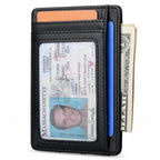 Slim Minimalist Front Pocket RFID Blocking Leather Wallets for Men and Women (Small / Lichee Black)