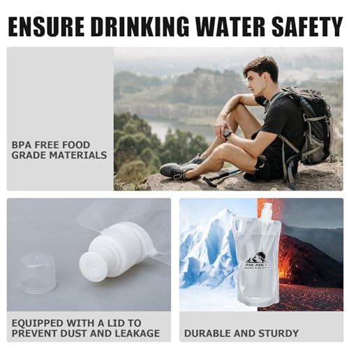 1L Hiking Collapsible Water Bottles (33oz - 4pcs)