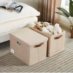 17" Large Fabric Storage Box with Lids (khaki / Large -2 Pack)