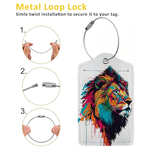 Colorful Lion in Pop Luggage Tags for Suitcases (Colorful Lion in Pop)