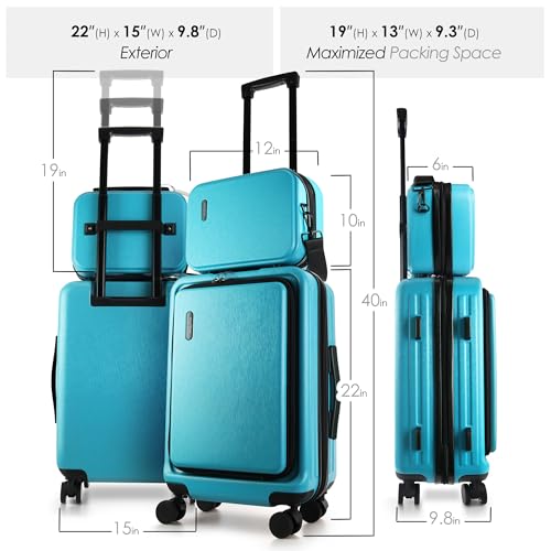 20 Inch Carry On Luggage 22x14x9 Airline Approved Suitcase (Carry-on 20 Inch / Teal)