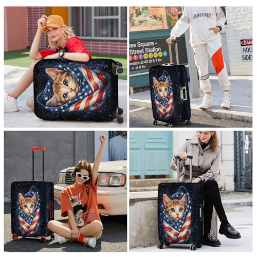 Cute Patriotic Cat Luggage Cover (#19 / XL(fits 32-34Inch suitcase))