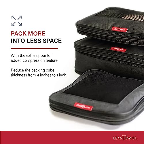 Premium Compression Packing Cubes for Travel (Black / 3 pack)