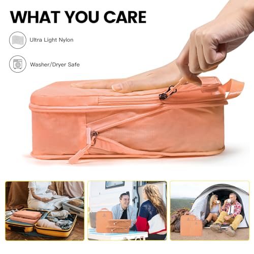 Lightweight Compression Packing Cubes for Suitcases (Peach / 7 Set)