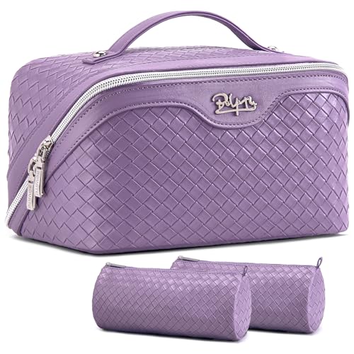 Travel Makeup Bag Cosmetic Bags for Women (L01 Purple)