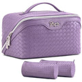 Travel Makeup Bag Cosmetic Bags for Women (L01 Purple)