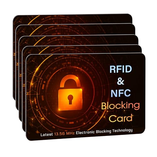 5 Pack RFID Blocking Card for Credit Debit Card (Oragne SL)