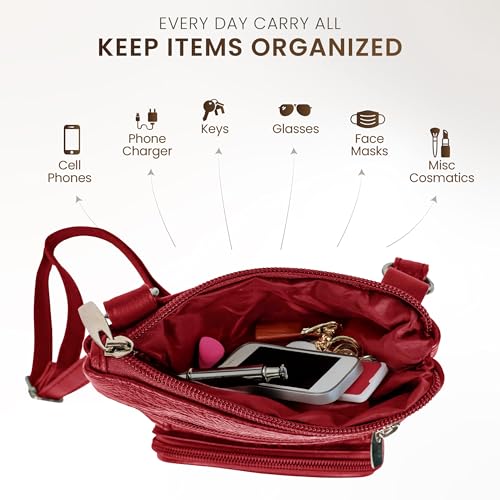 leather Crossbody Purses for Women (Plus / Red)