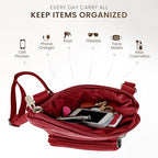 leather Crossbody Purses for Women (Plus / Red)