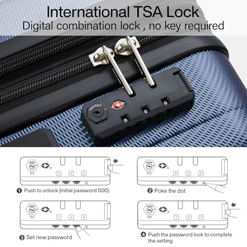 24 Inch Expandable Medium Checked Luggage with 8 Spinner Wheels (24 Inch EXT / Dark Blue)