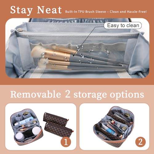 Travel Makeup Bag Cosmetic Bags for Women (A-1-Coffee)