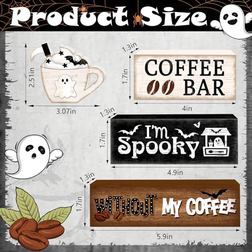 Ghost Halloween Tiered Tray Decor Set (Ghost Coffee Cup)