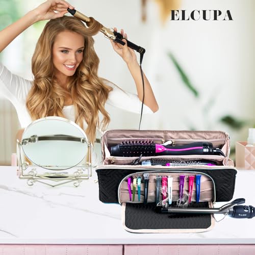 Large Hair Tools Travel Bag with Iron Mat (Style A - Large / Black)