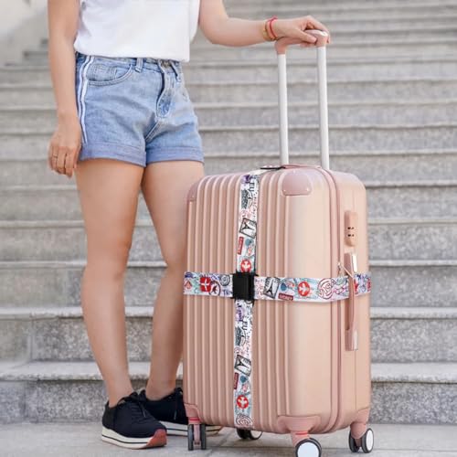 4 Pack Luggage Straps for Suitcases Adjustable Luggage Belt Suitcase Strap Travel Bag Accessories (Journey(4 PACK))