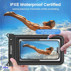Waterproof Phone Pouch Floating [Up to 8.5''] (Regular Size [8.5inch] / Black + Pink)