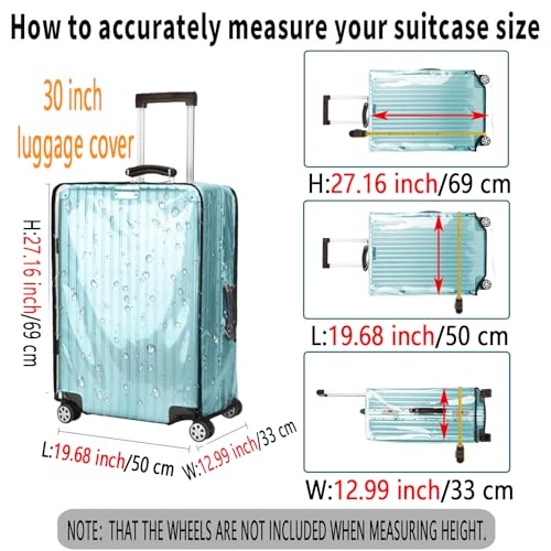 30 Inch Waterproof Clear Suitcase Cover (Black Trim-0.4mm / 30" Suitcase Cover.)