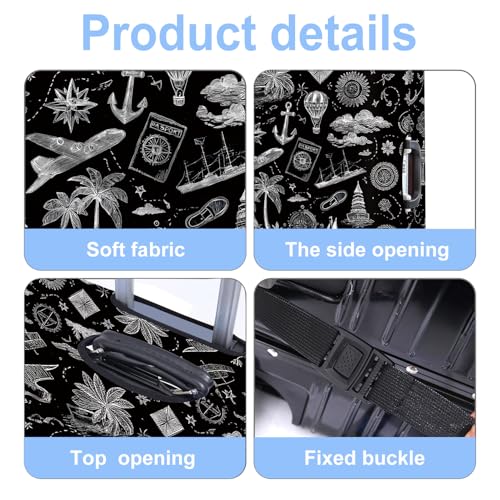 Black Luggage Cover Washable Suitcase Protector Anti (Black / XL(32-34inch suitcase))