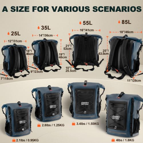 Waterproof Backpack Dry Bag 35L (Blue / 55L)