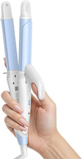 Europe Travel Curling Iron Mini: Dual Voltage Curling Iron for Traveling - Mini Travel Curling Irons 1 Inch with US Plug, Blue 390℉ for Fine/Damaged Short Hair