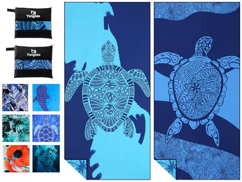2 Pack Microfiber Beach Towels Oversized 71x32 Blue Turtle (2 Pack Blue Turtles / X-Large (32x71 inches))