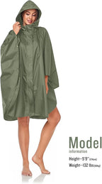 SaphiRose Unisex Rain Poncho Hooded Waterproof Raincoat - Image 4