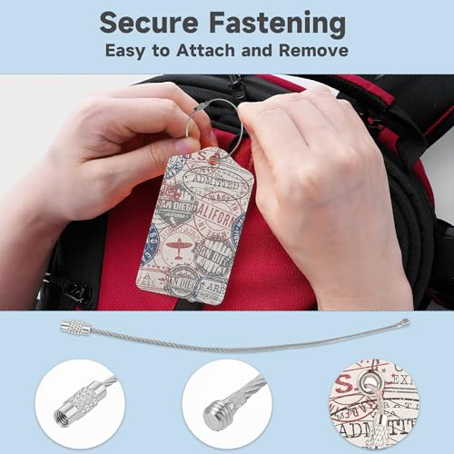 Set of 2 Luggage Tags for Suitcases (Passport Travel Stamps)