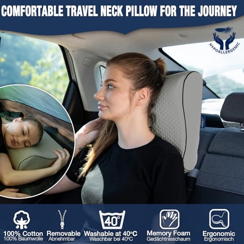 Travel & Camping Comfortable Memory Foam Pillow (Grey Contour)