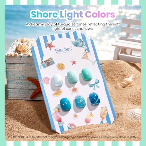 Beetles Blue Gel Nail Polish Set (A - Blue White Pink | Shore Light)