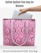 100% Cotton Quilted Tote Bag For Women (Violet Kiss Georgia Clay Floral Print)