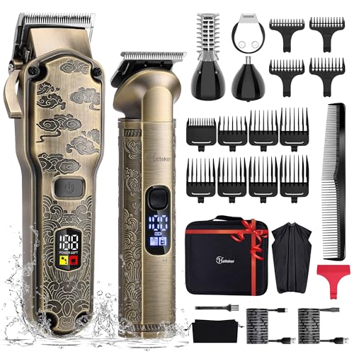 Professional Hair Clippers for Men Beard Trimmer Clippers and Trimmer Set Waterproof T (Bronze)