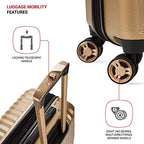7272 Energie Expandable Hardside Luggage with Spinner Wheels and TSA Lock (Checked-Medium 24-Inch / Gold)