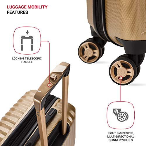 7272 Energie Expandable Hardside Luggage with Spinner Wheels and TSA Lock (Checked-Medium 24-Inch / Gold)