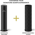 Waterless Essential Oil Hotel Scent Diffuser - Cold Air Diffuser - Covers 1000 sq. ft. - Waterless Diffuser for Home, Office & Hotel (Black + Interchangeable Sleeve) (Black + Matte Black Sleeve)