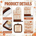 Fall Kitchen Decor Set (Cream Orange Plaid)