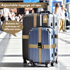 8 Pcs Luggage Straps Suitcase Tags Set for TSA Approved (Khaki / Airplane)