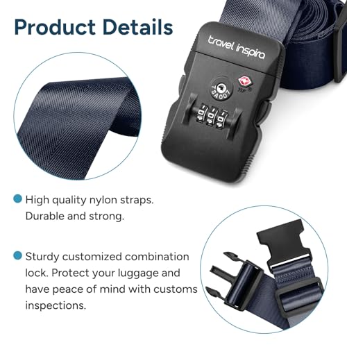 TSA Approved Luggage Straps Heavy Duty Suitcase Belt (navy blue)
