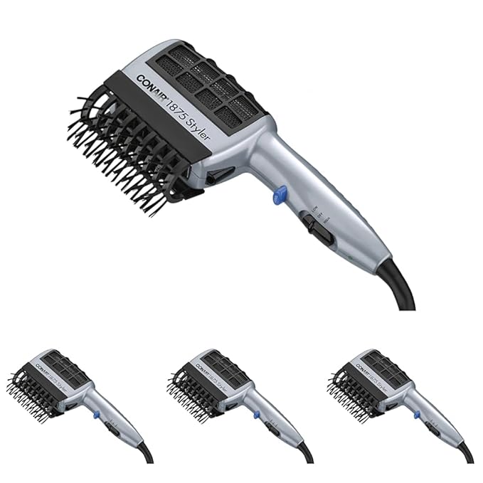 Conair 3-in-1 Styling Hair Dryer, 1875W Hair Dryer with Ionic Technology and 3 Attachments (Pack of 4)