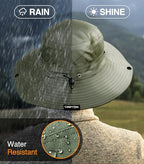 Safari Hat for Men Sun Hats for Women UV Protection UPF 50+ Fishing (Army Green Standard 1 Pack / Safari)