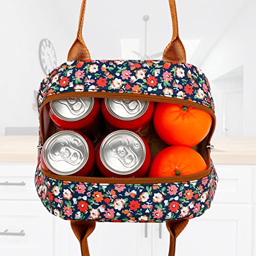 Insulated Lunch Cooler Bag (Floral#Red)