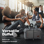 40L Foldable Duffle Bag for Travel Men & Women Carry On 22"x14"x9" Airline Approved (Textured Grey / 40L)