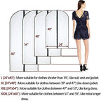 Garment Bags for Hanging Clothes (24'' x 48''/6 Pack / Black-Translucent)