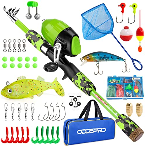 Kids Fishing Pole (Green&Net / 4.92 ft)