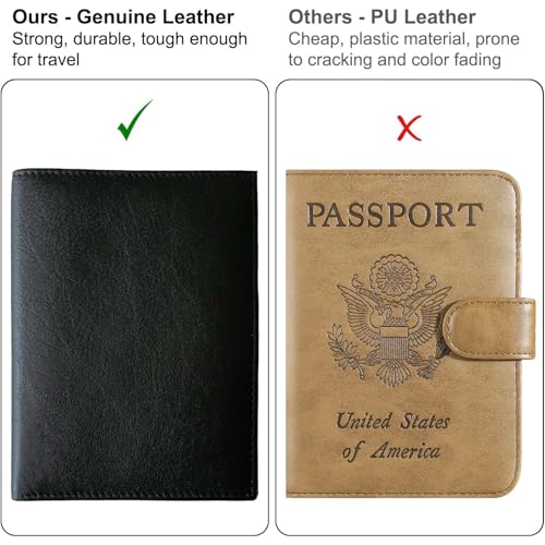 Deluxe Personalized Monogrammed Black Leather RFID Passport Wallet (Black / Deluxe)