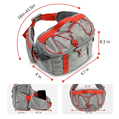 Hydration Waist Pack Hip Pack Running Fanny Pack with 1.5 L Water Bladder for Biking Hiking Gray (Gray / 1.5L Bladder)