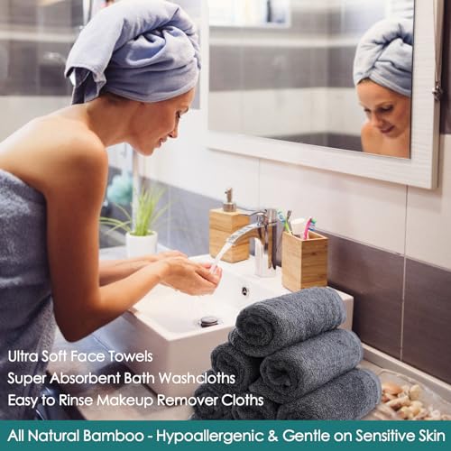 Face Wash Cloths 6 Ct w (Grey Set / 10x10 inch-6 Pack)