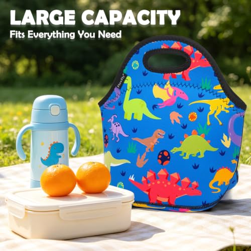 Neoprene Kids Lunch box Insulated Soft Bag Mini Cooler Thermal Meal Tote Kit for Boys (Dinosaur)