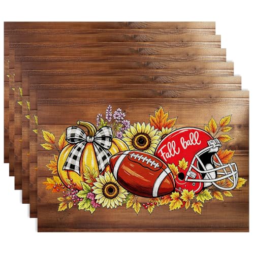 Fall Football Placemats Set of 6 (Football Pumpkin)
