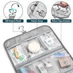 Hanging Toiletry Bag for Women Men Foldable Travel Organizer (Heather Grey)