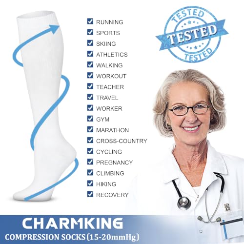 Compression Socks for Women & Men Circulation (Small-Medium / 06 Pink/White/Black)